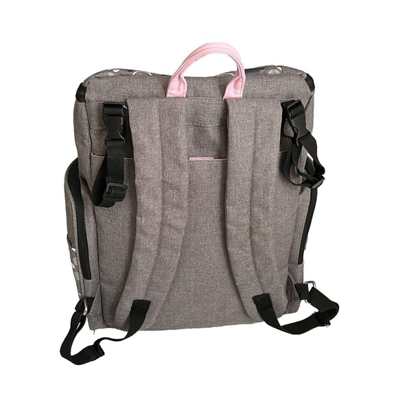 Disney Baby Minnie Mouse Gray & Pink Insulated Pocket Backpack Diaper Bag - Picture 4 of 15